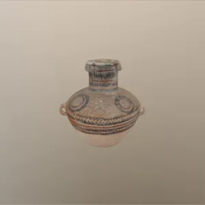 新石器时代网格圆圈纹彩陶双耳罐