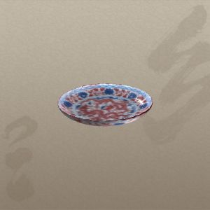 元青花釉里红龙纹花口大盘