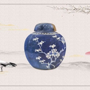 青花梅花罐